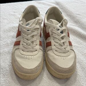 Gola Women's Cream White Sneakers with Rust Stripes